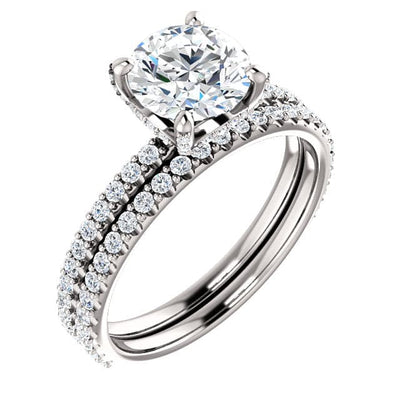 Hidden Halo Diamond Engagement Ring Set
