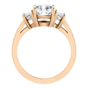 3.00 Ctw. Cushion Cut & Half Moons 3-stone Diamond Ring H Color VS2 GIA Certified