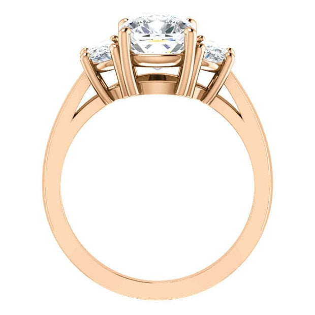 3.00 Ctw. Cushion Cut & Half Moons 3-stone Diamond Ring H Color VS2 GIA Certified