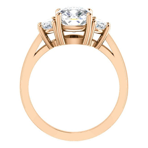 3.80 Ct 3 Stone Cushion Cut & Half Moon Ring H Color VS2 GIA Certified