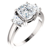2.10 Ct. Cushion Cut & Half Moon 3 Stone Diamond Ring H Color VS1 GIA Certified