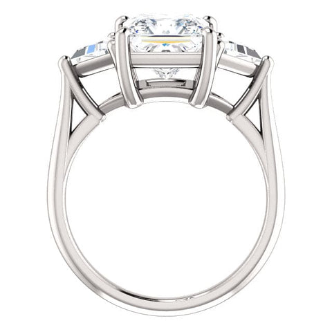 3 Stone Princess Cut Diamond Ring Side View