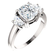 2.30 Ct. Cushion Cut & Half Moons 3-stone Diamond Ring G Color VS2 GIA Certified