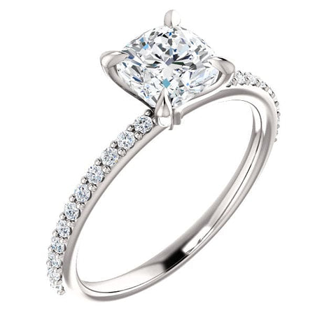 3.25 Ct. Cushion Cut Solitaire Ring with Accents J Color VS2 GIA Certified
