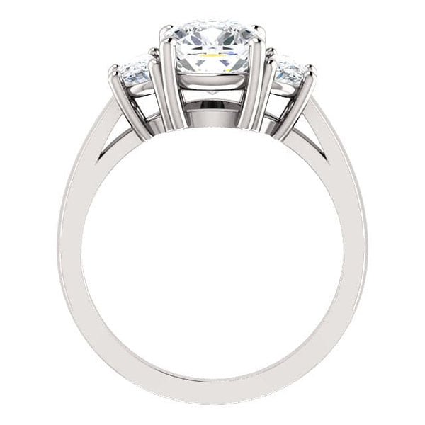 4.00 Ctw Cushion Cut & Half Moons Three-stone Ring H Color VS1 GIA Certified