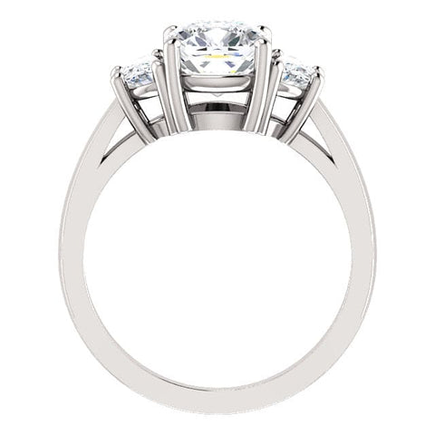 3.00 Ctw. Cushion Cut & Half Moons 3-stone Diamond Ring H Color VS2 GIA Certified