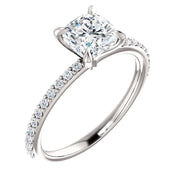 1.95 Ct. Cushion Cut Diamond Ring with Accents E Color VS1 GIA Certified