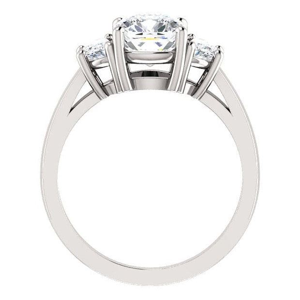 2.70 Ctw 3-stone Cushion Cut & Half Moon Engagement Ring G Color VVS2 GIA Certified