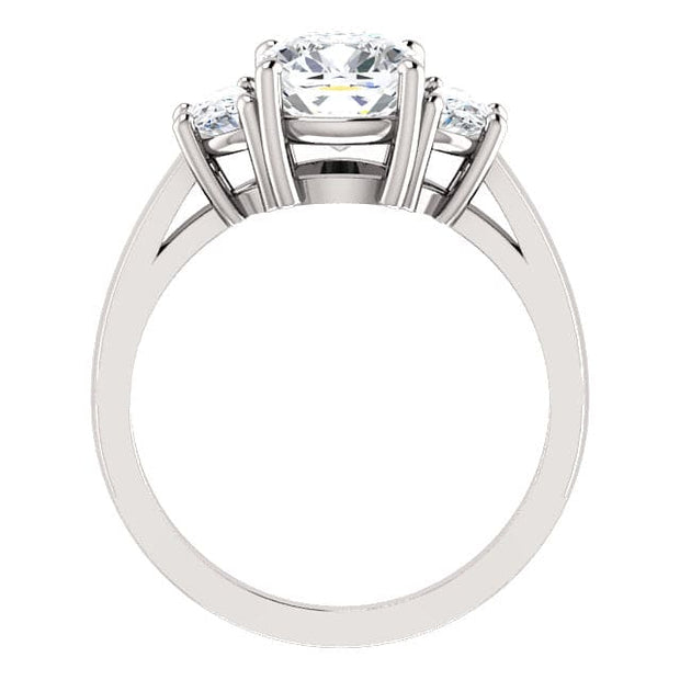 2.10 Ct. Cushion Cut & Half Moon 3 Stone Diamond Ring H Color VS1 GIA Certified