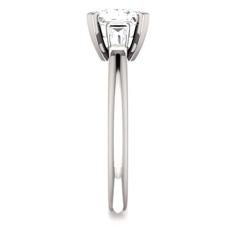 1.30 Ct. Princess Cut w Baguettes 3 Stone Diamond Ring  F Color VS2 GIA Certified