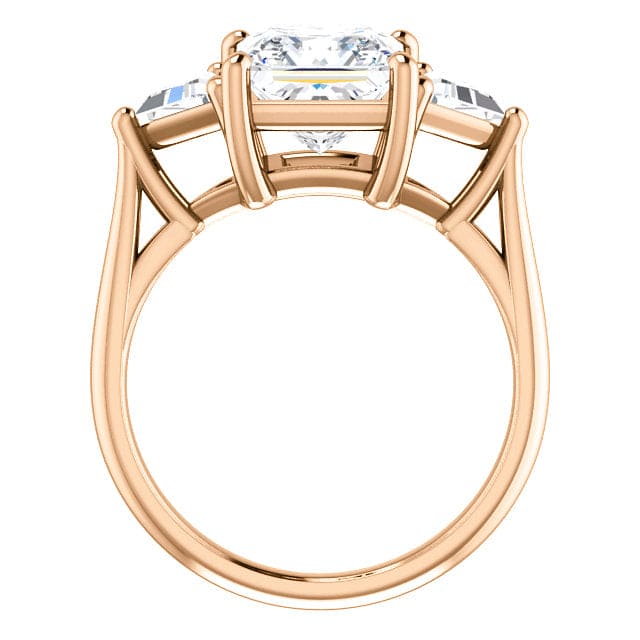 3 Stone Princess Cut Diamond Ring Rose Gold