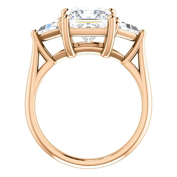 3 Stone Princess Cut Diamond Ring Rose Gold