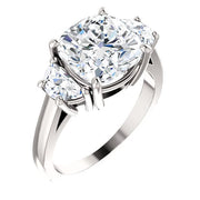 3-stone Cushion Cut & Half Moons Diamond Ring 