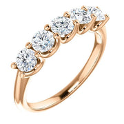 Round Cut 5 Stone Diamond Ring Rose Gold