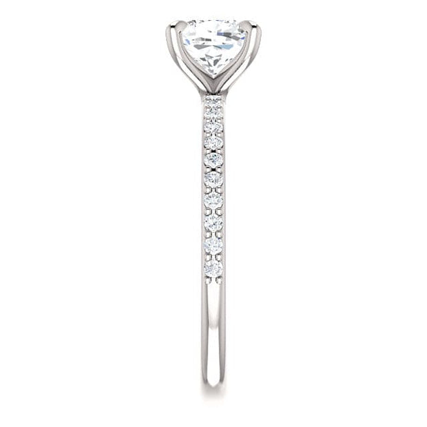 3.25 Ct. Cushion Cut Solitaire Ring with Accents J Color VS2 GIA Certified