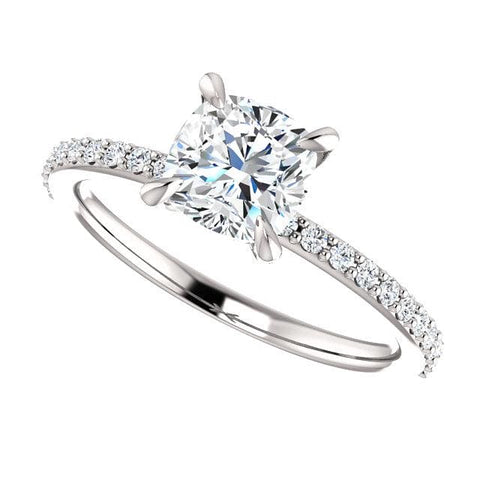 1.75 Ct. Cushion Cut Diamond Ring with Accents H Color VS1 GIA Certified