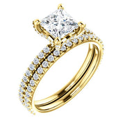 Hidden Halo Princess Cut Engagement Ring in Yellow Gold