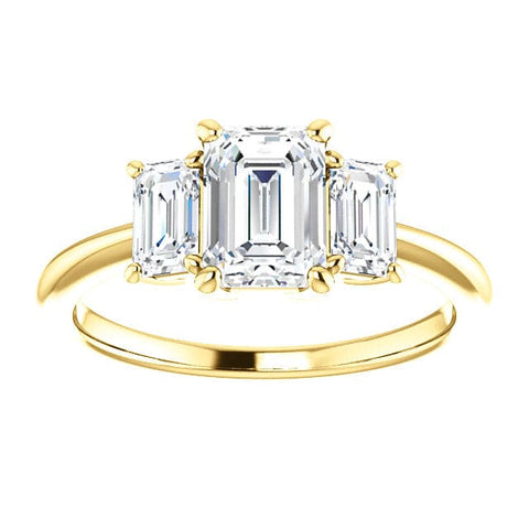 3 Stone Emerald Cut Engagement Ring H Color VVS1 GIA Certified (2.10 Ctw)