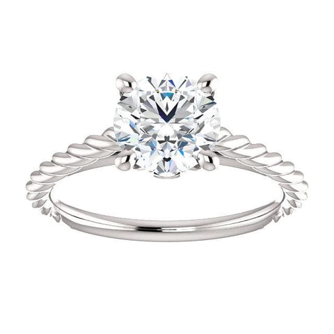 2.10 Ct. Round Cut Rope Design Diamond Engagement Set G Color VS2 GIA Certified