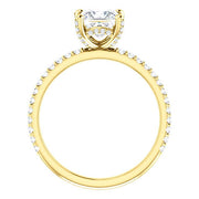 Princess Cut Hidden Halo Engagement Ring Side Profile Yellow