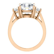 5.00 Ct. 3-stone Cushion Cut & Half Moons Diamond Ring J Color VS2 GIA Certified