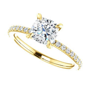 1.25 Ct. Cushion Cut Diamond Ring with Accents F Color IF GIA Certified