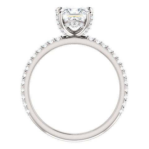 Hidden Halo Princess Cut Engagement Ring Set side