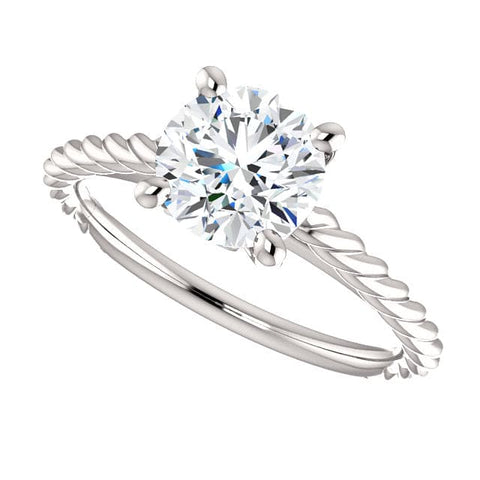 2.10 Ct. Round Cut Rope Design Diamond Engagement Set G Color VS2 GIA Certified