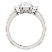 2.10 Ct. Asscher Cut & Trapezoids Diamond Ring H Color VVS2 GIA certified