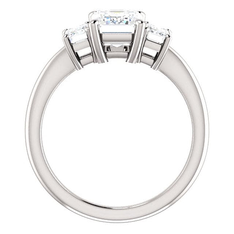 1.90 Ct. Princess & Trapezoids Engagement Ring with Accents H Color SI1 GIA certified