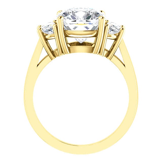 5.00 Ct. 3-stone Cushion Cut & Half Moons Diamond Ring J Color VS2 GIA Certified