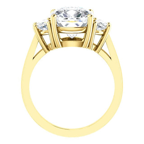 5.00 Ct. 3-stone Cushion Cut & Half Moons Diamond Ring J Color VS2 GIA Certified