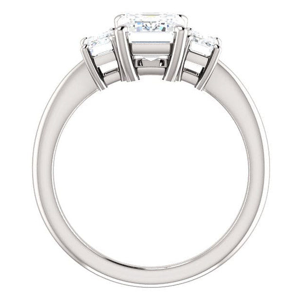 Emerald Cut 3 Stone Engagement Ring Side Profile