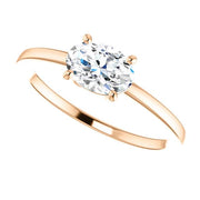 East West Oval Cut Diamond Solitaire Ring in rose gold