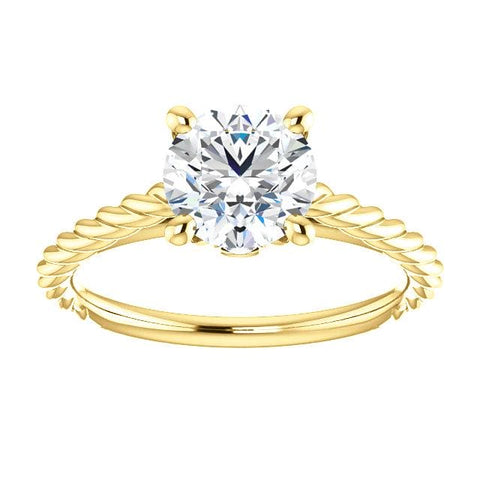 2.10 Ct. Round Cut Rope Design Diamond Engagement Set G Color VS2 GIA Certified