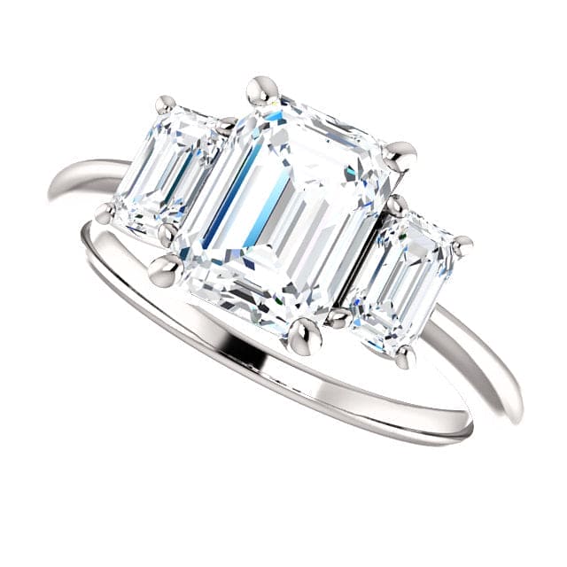 2.20 Ct. Three-Stone Emerald Engagement Ring G VS2 GIA Certified