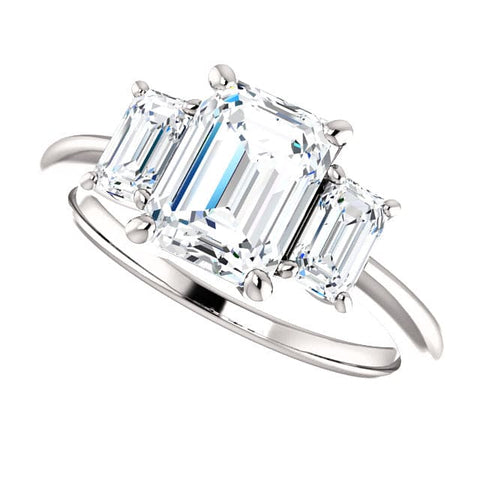 2.20 Ct. Three-Stone Emerald Engagement Ring G VS2 GIA Certified