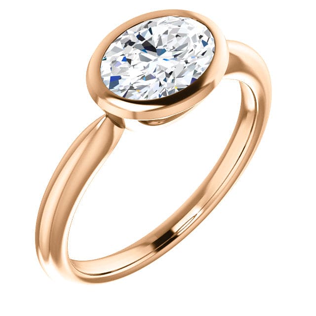 1.00 Ct. East West Oval Cut Solitaire Ring Bezel Set F Color VS2 GIA Certified