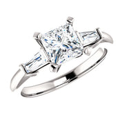 1.70 Ct. Princess & Baguettes 3Stone Ring Set H Color VS2 GIA Certified