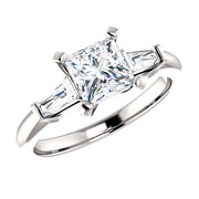1.70 Ct. Princess & Baguettes 3Stone Engagement Ring Set H Color VS2 GIA Certified