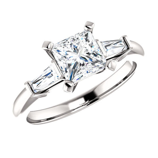 1.70 Ct. Princess & Baguettes 3Stone Ring Set H Color VS2 GIA Certified