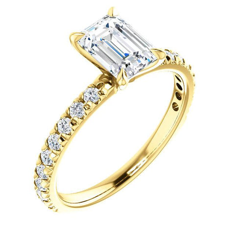 2.50 Ct. Emerald Cut Engagement Ring Set F Color VS1 GIA Certified
