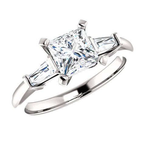 1.50 Ct. Princess Cut 3 Stone Engagement Ring Set H Color SI1 GIA Certified