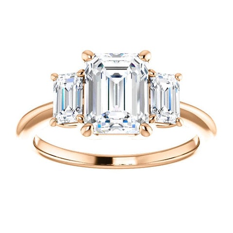 2.20 Ct. Three-Stone Emerald Engagement Ring G VS2 GIA Certified