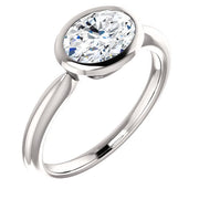 1.70 Ct. East West Oval Engagement Ring Bezel Set H Color VS1 GIA Certified