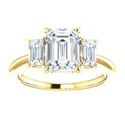 2.60 Ct 3Stone Emerald Cut Engagement Ring H Color VS2 GIA Certified
