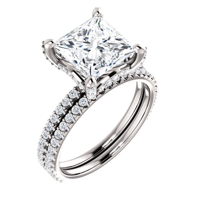 Hidden halo princess cut engagement ring 