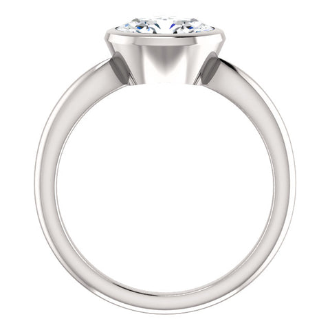 1.00 Ct. East West Oval Cut Solitaire Ring Bezel Set F Color VS2 GIA Certified