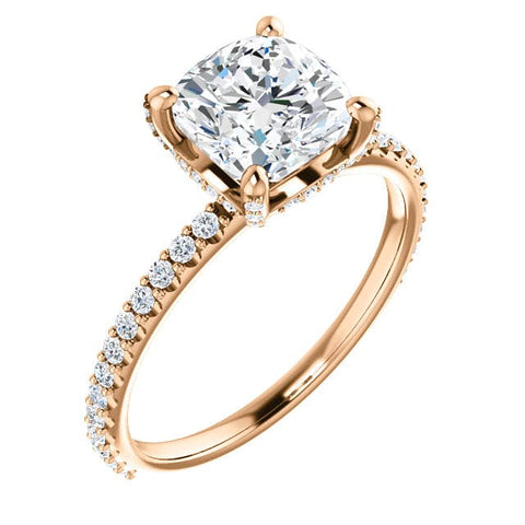 2.90 Ct. Hidden Halo Cushion Cut Diamond Ring Set G Color VS1 GIA Certified