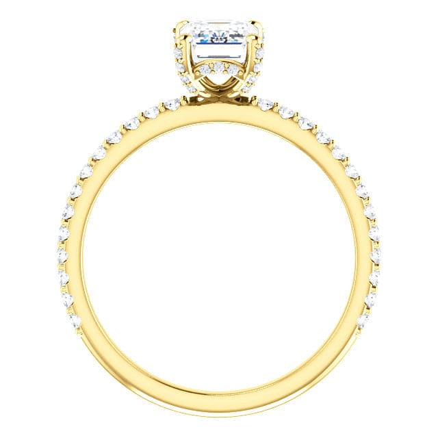 2.20 Ct. Emerald Cut Hidden Halo Diamond Ring Set H Color VVS2 GIA Certified